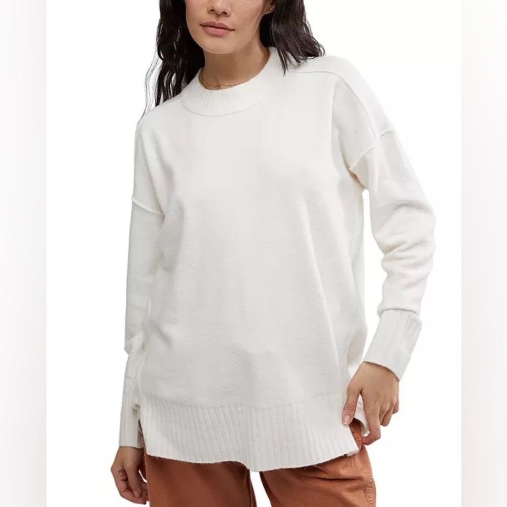 NWT Free People Phoebe Pullover Sweater in White Stark size L